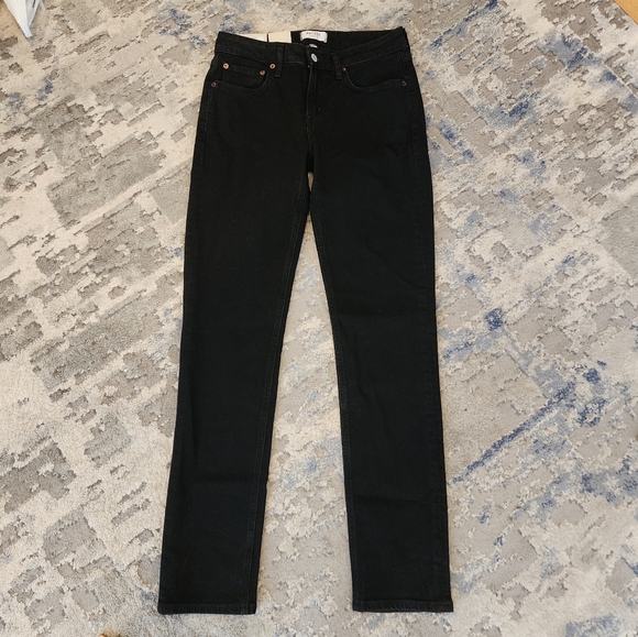 NWT Agolde Devon Stacked Lowrise Stove-Pipe Black Jeans Organic Cotton Size 26 - Picture 8 of 15